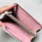 Bottega Veneta Round Zipper Long Wallet Intrecciato Pink Calf — view 8