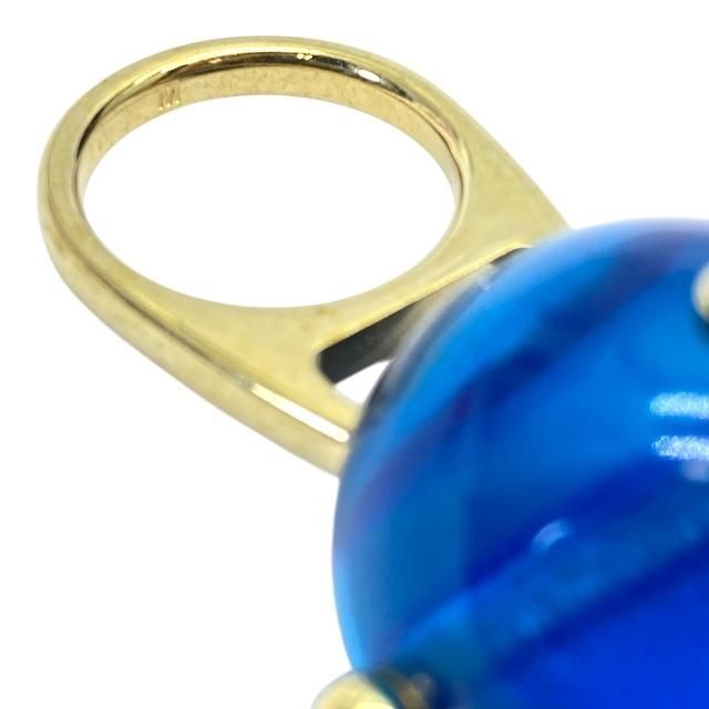 Christian Dior Ring Accessories Jewelry Small Tribal Ball Logo GP Gold Blue — view 7