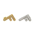 Fendi Zucca FF Logo Earrings Gold Color Silver Rhinestone