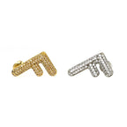 Fendi Zucca FF Logo Earrings Gold Color Silver Rhinestone