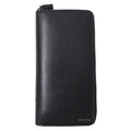 Prada Wallet Leather Black Zip Around Logo