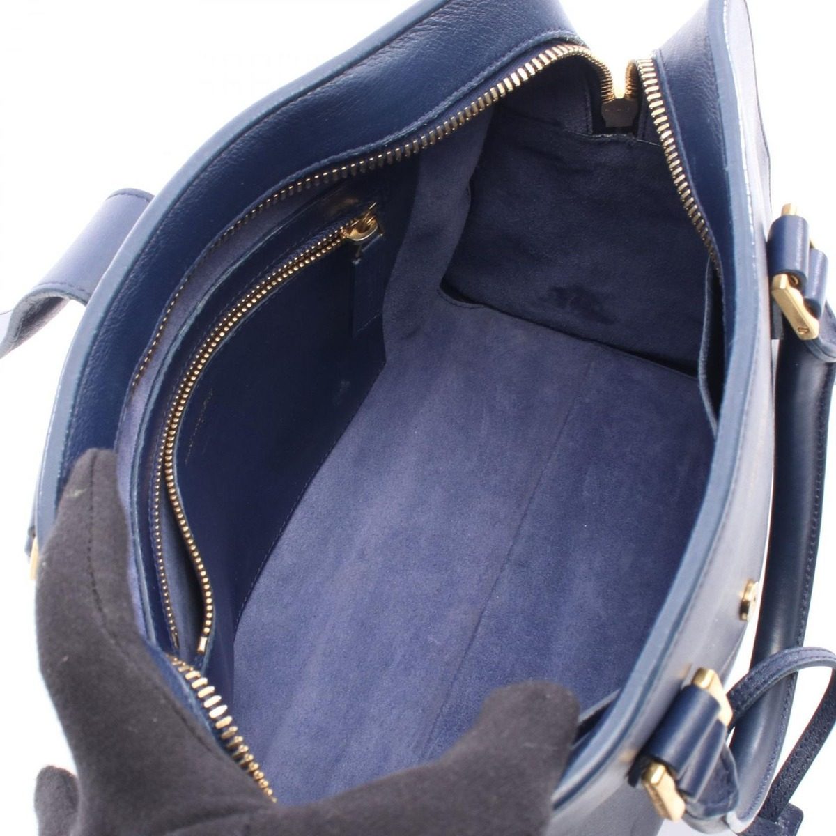 Saint Laurent Paris Handbag Cabas Small 2-Way Navy Leather — view 3