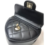 Chanel Heart Chain Wallet Quilted Lambskin Shoulder Bag Black Gold — view 6