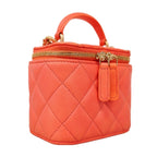 Chanel Vanity Bag Quilted Lambskin Salmon Pink Gold — view 2