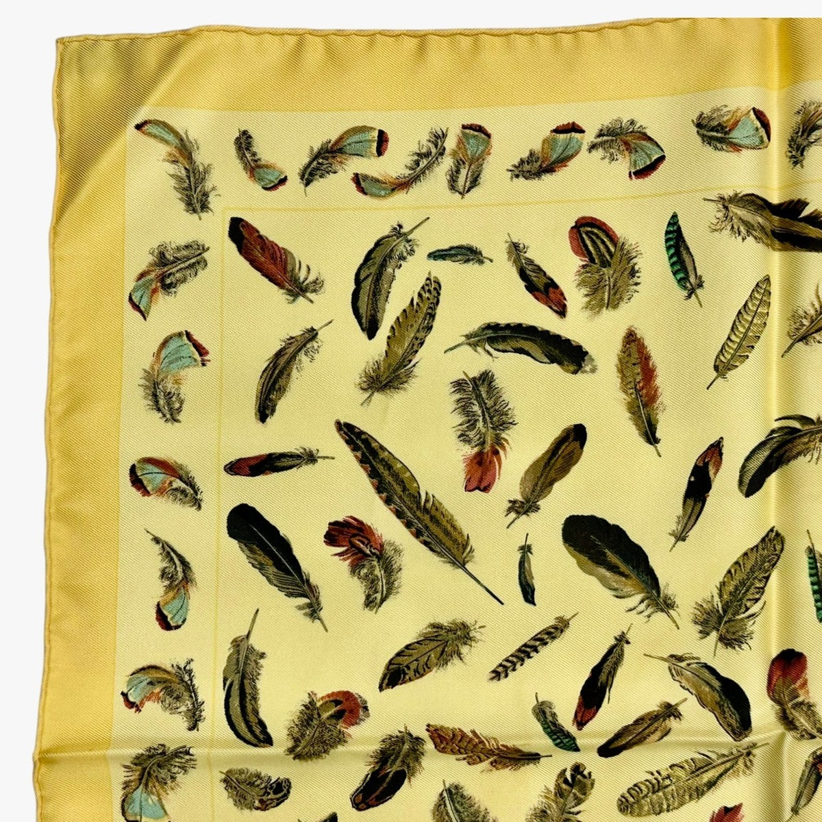 Hermes Silk Scarf Feather Print Yellow — view 2