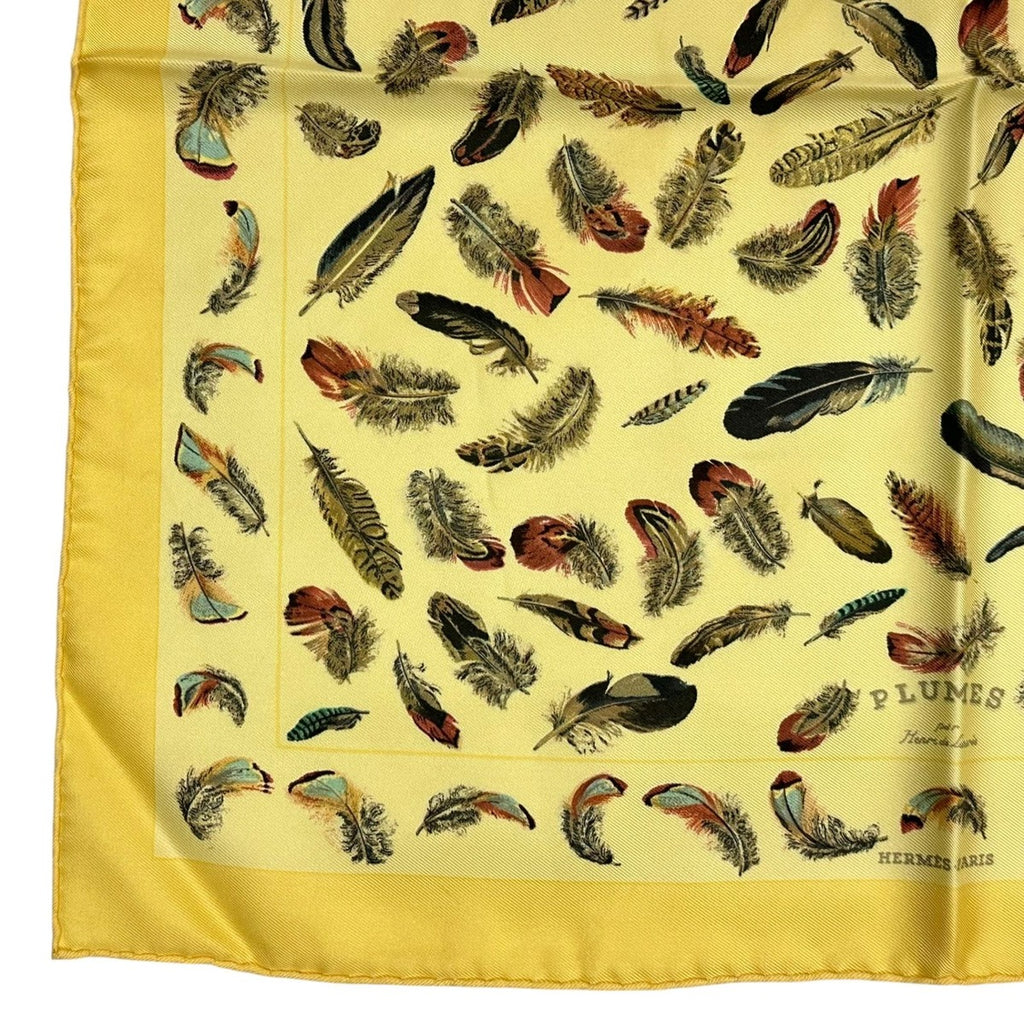 Hermes Silk Scarf Feather Print Yellow — view 4