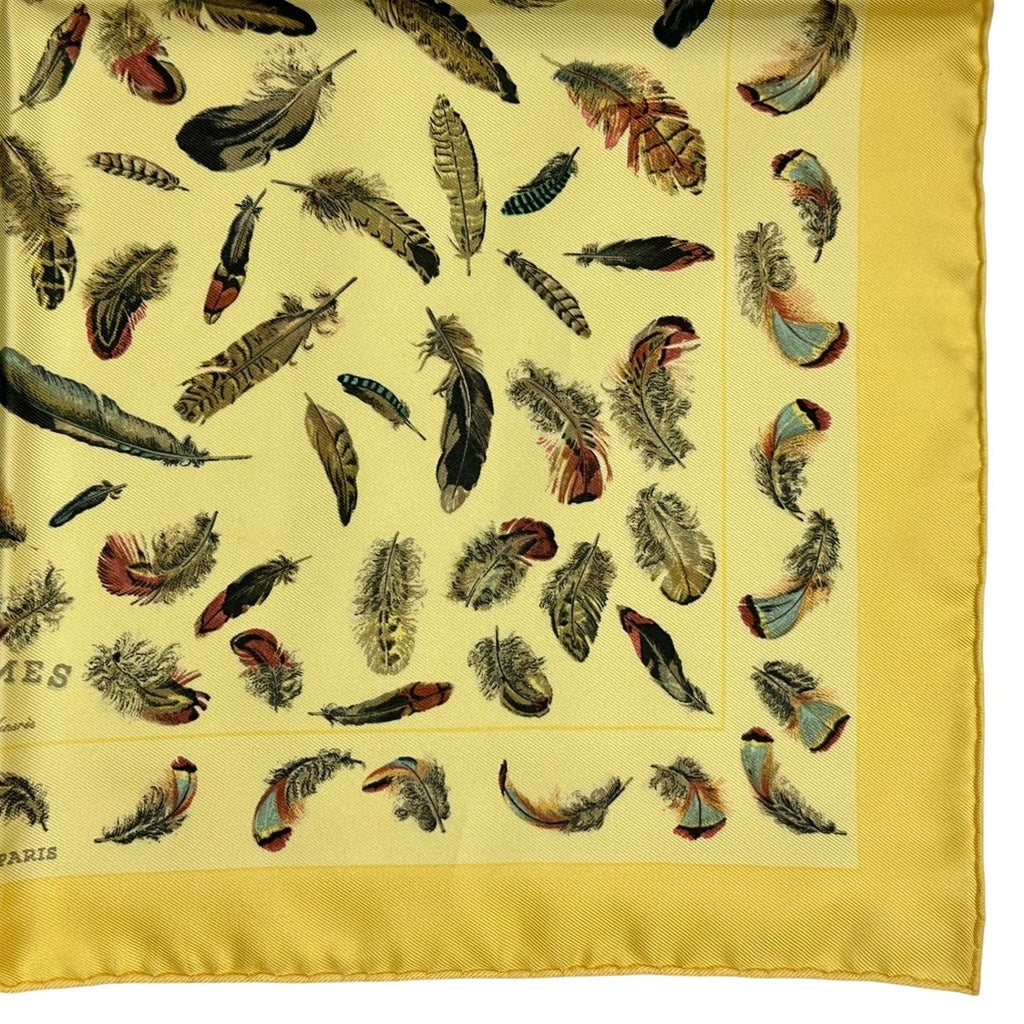 Hermes Silk Scarf Feather Print Yellow — view 5