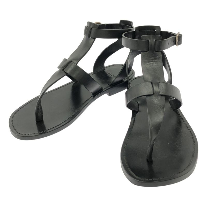 Celine Ankle Strap Flat Sandals 36 Black