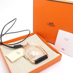 Hermes Equestre GM Necklace PG Pink Gold Black Leather Same As Box — view 4