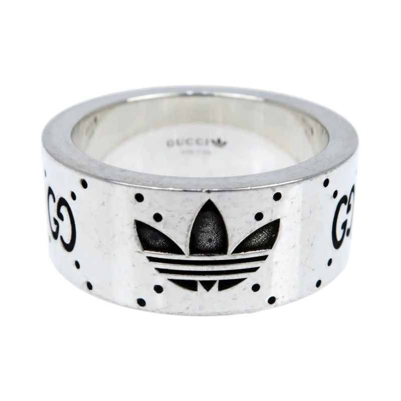 Gucci Adidas Collaboration Ring Engraving Wide Trefoil 17 AG 925 Jewelry — view 2