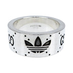 Gucci Adidas Collaboration Ring Engraving Wide Trefoil 17 AG 925 Jewelry — view 2