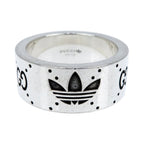 Gucci Adidas Collaboration Ring Engraving Wide Trefoil 17 AG 925 Jewelry