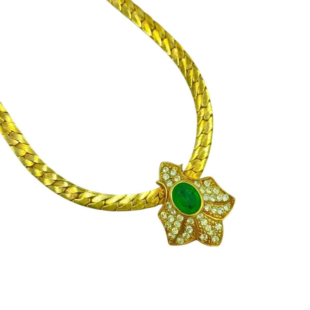 Dior Stone Necklace Gold Green — view 2
