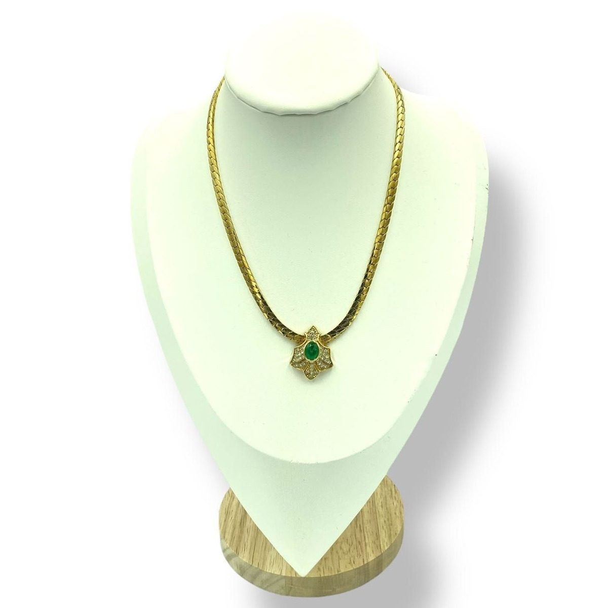 Dior Stone Necklace Gold Green — view 4