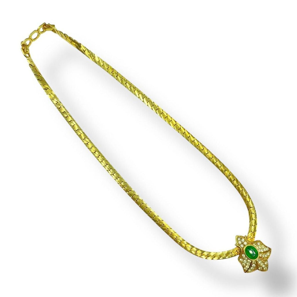 Dior Stone Necklace Gold Green