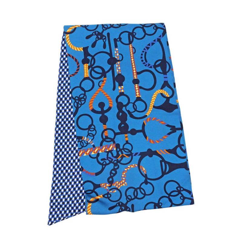 Hermes Maxi Twill Molle Etres Blue Orange Yellow Silk Scarf — view 2