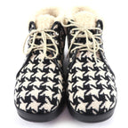 Gucci Houndstooth Leather Shearling Short Boots Black White 37 — view 4