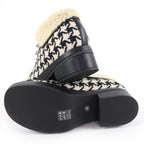 Gucci Houndstooth Leather Shearling Short Boots Black White 37 — view 7