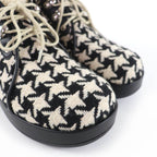 Gucci Houndstooth Leather Shearling Short Boots Black White 37 — view 8