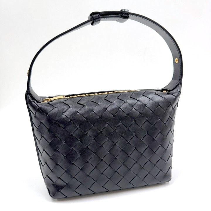 Bottega Veneta Mini Wallace Shoulder Bag Intrecciato Leather Black