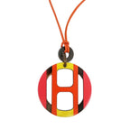 Hermes Necklace H Equipe Buffalo Horn Multicolor Pink Pendant Accessory