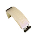 Chanel Logo Plastic White Bangle Silver Bracelet — view 2