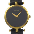 Gucci Sherry Line Gold Plated Quartz Analog Display Black Dial Watch