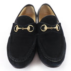 Gucci Vintage Horsebit Suede Leather Loafers Black Gold 6 — view 3