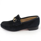 Gucci Vintage Horsebit Suede Leather Loafers Black Gold 6 — view 4