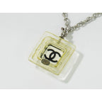 Chanel Coco Mark Necklace Pendant Plastic Metal Silver Hardware Clear — view 5