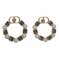 Christian Dior Petit CD E1858 Ptccy Earrings Metal Black Crystal Gold