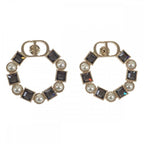 Christian Dior Petit CD E1858 Ptccy Earrings Metal Black Crystal Gold — view 2