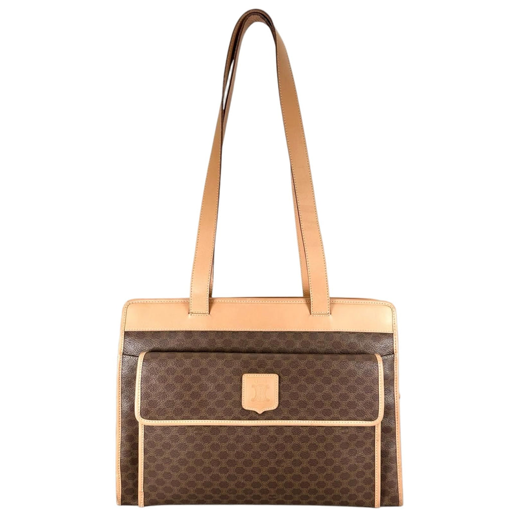 Celine Macadam Leather Brown Tote Gold
