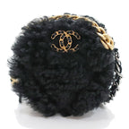 Chanel Round Shearling Shoulder Bag 19 Black Ap0945 Gold Chain — view 3