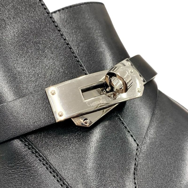 Hermes Neo Boots Short Shoes Leather Black Silver Kelly Hardware — view 9