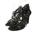 Hermes Sandals Shoes High Heels Suede 37 Black