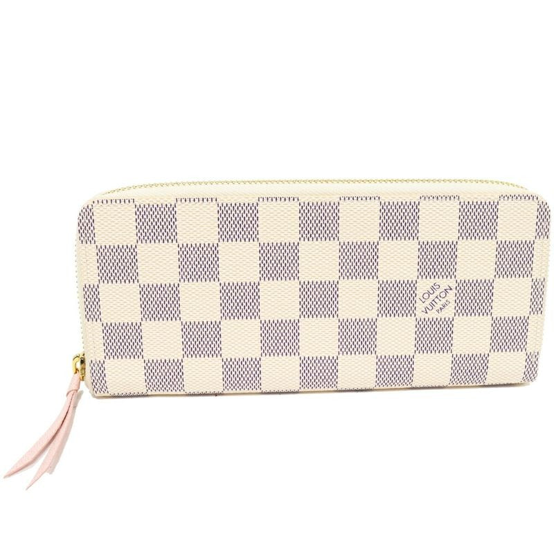 Louis Vuitton Round Zipper Long Wallet With Change Pocket Damier Azur Portefeui
