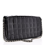 Chanel Patent Leather East West Chocolate Bar Flap Bag Black Purse