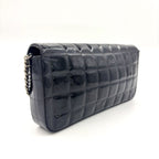 Chanel Patent Leather East West Chocolate Bar Flap Bag Black Purse