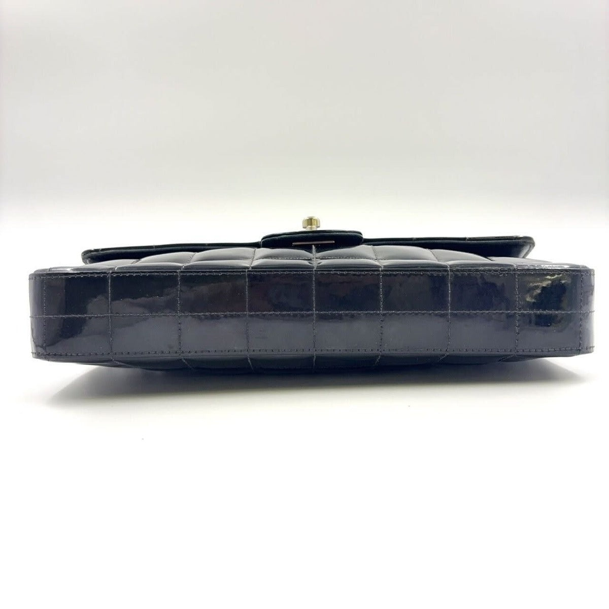 Chanel Patent Leather East West Chocolate Bar Flap Bag Black Purse