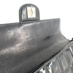 Chanel Patent Leather East West Chocolate Bar Flap Bag Black Purse — view 9