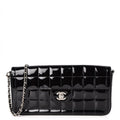 Chanel Patent Leather East West Chocolate Bar Flap Bag Black Purse