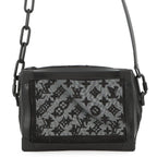 Louis Vuitton Shoulder Bag Monogram Mesh Leather Soft Trunk Embroidery Black