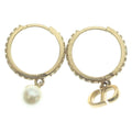 Dior CD Logo Rhinestone Earrings Gold