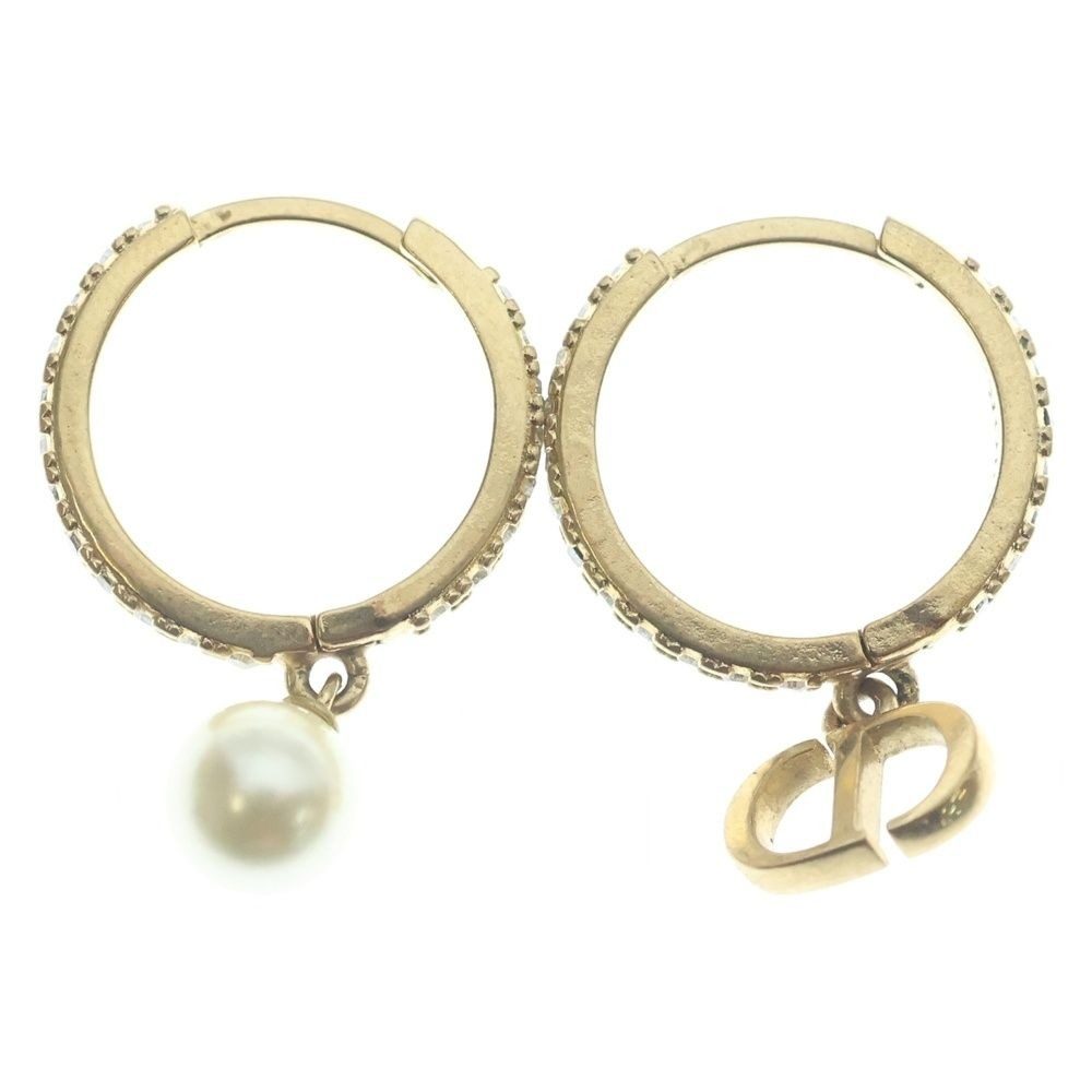 Dior CD Logo Rhinestone Earrings Gold