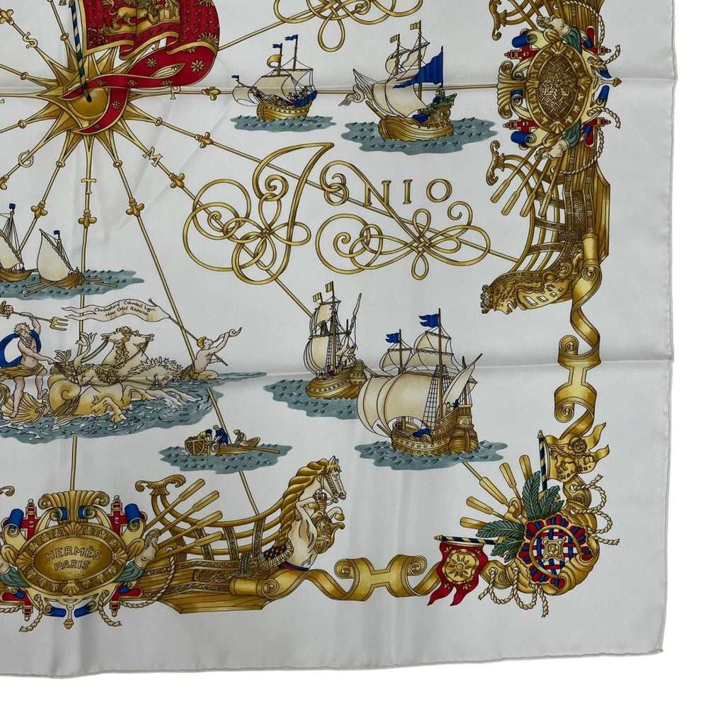 Hermes Carre 90 Silk Scarf Voiles de Lumiere Sailing Ship of Light White — view 5