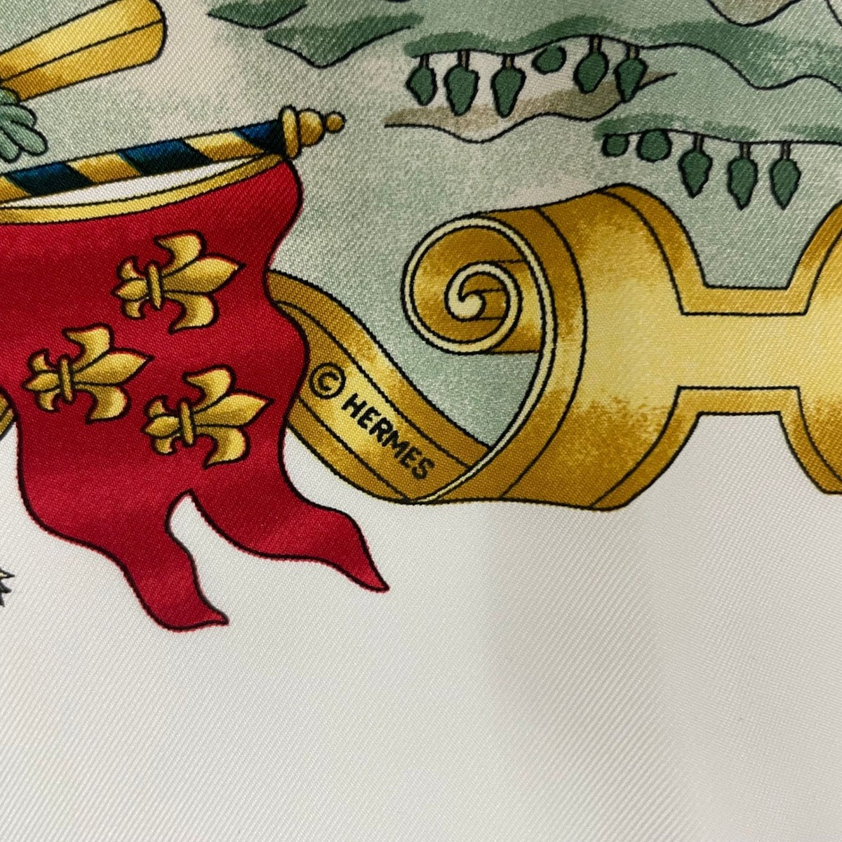 Hermes Carre 90 Silk Scarf Voiles de Lumiere Sailing Ship of Light White — view 9
