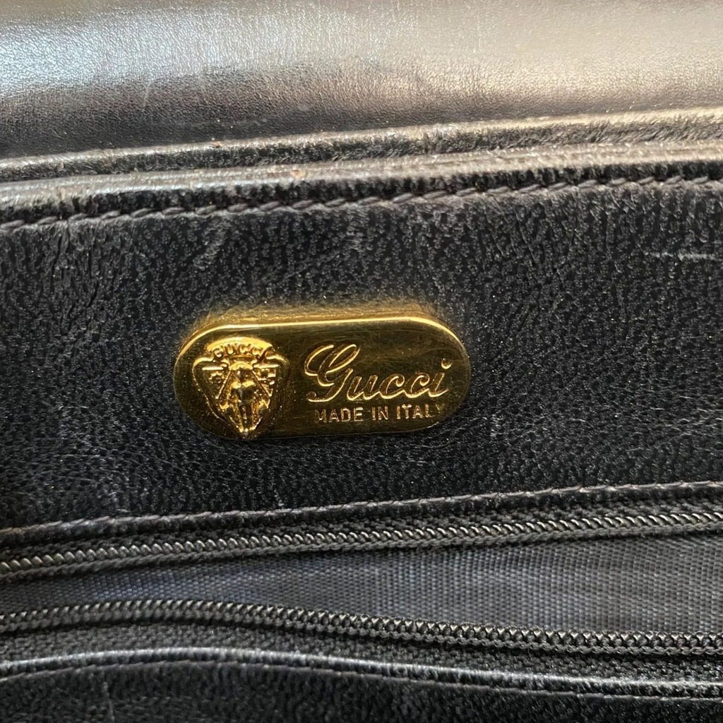 Gucci Vintage Handbag Clutch Pouch Leather Black Travel Business — view 4