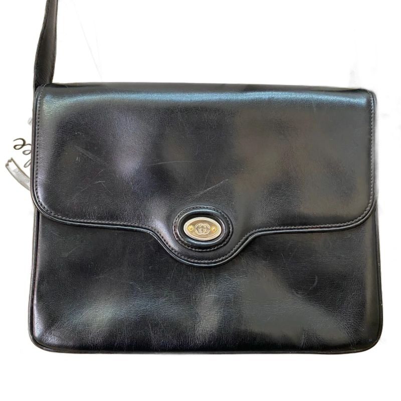 Gucci Vintage Handbag Clutch Pouch Leather Black Travel Business