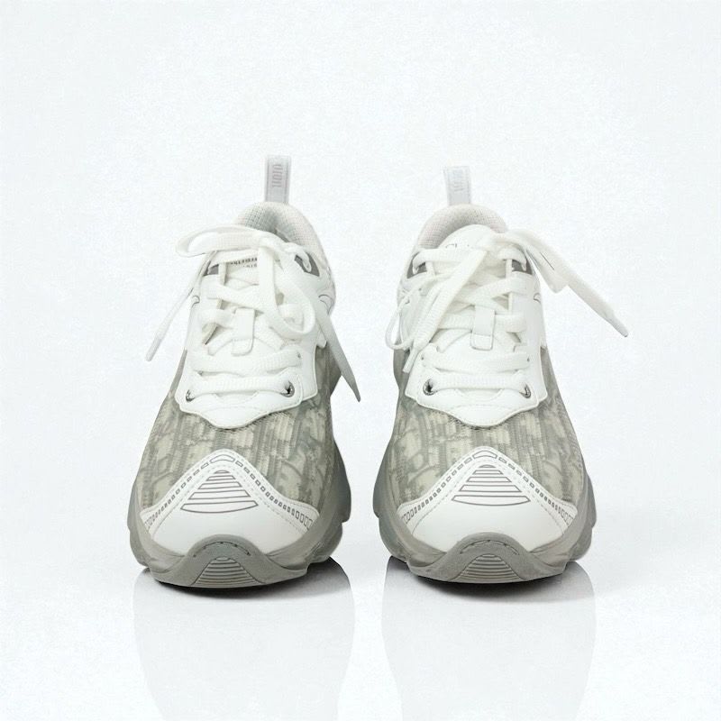 Christian Dior Sneakers Shoes Leather Rubber Fabric White Gray Logo — view 2